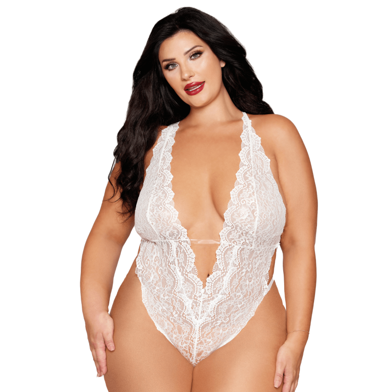 Body dentelle blanc et chainettes bijou de corps perles blanches