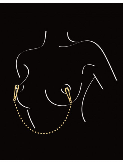Pinces à seins pression réglable reliées par une chaîne argentée