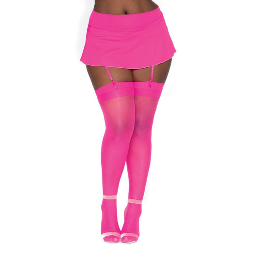 Bas nylon rose néon
