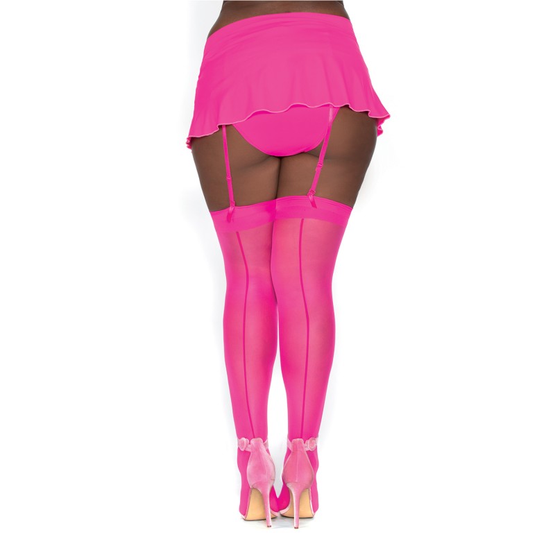 Bas nylon rose néon
