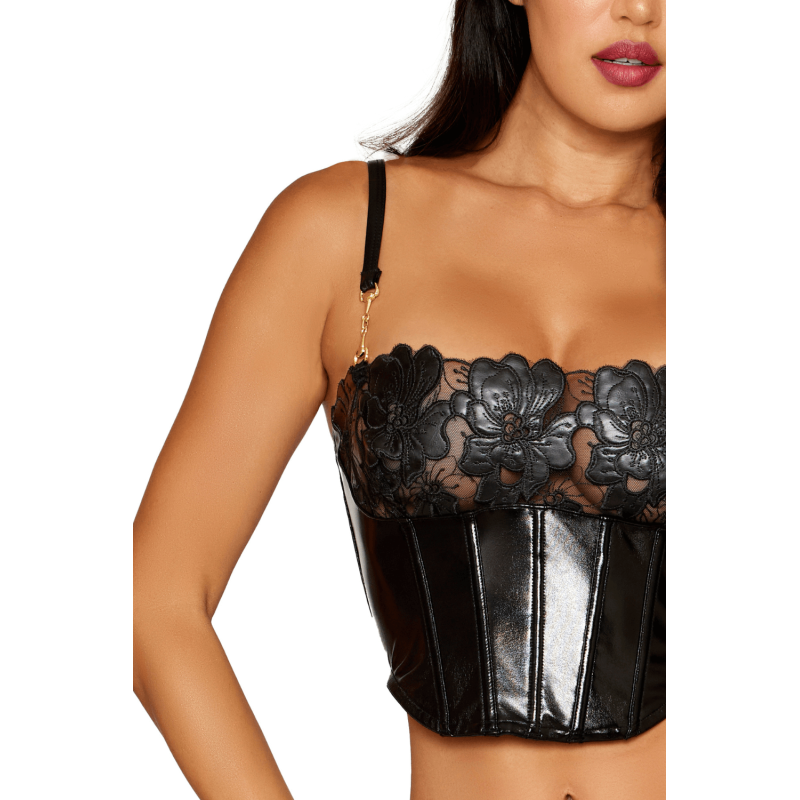 Bustier noir en simili cuir