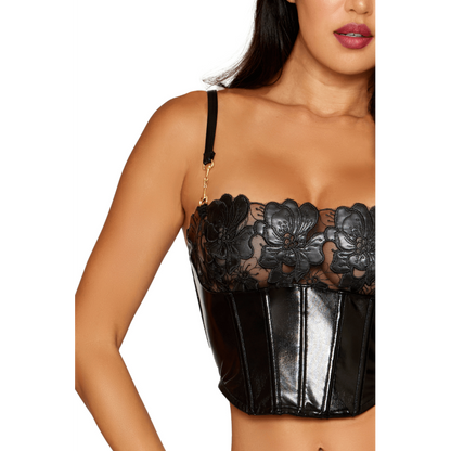 Bustier noir en simili cuir
