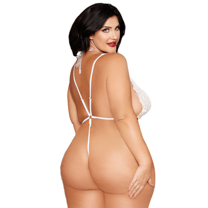 Body dentelle blanc et chainettes bijou de corps perles blanches