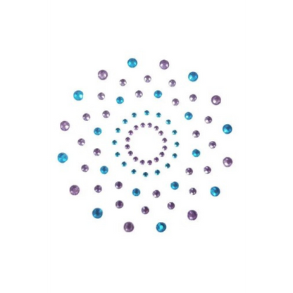 Paire de cache tétons adhésifs strass bleu et violet