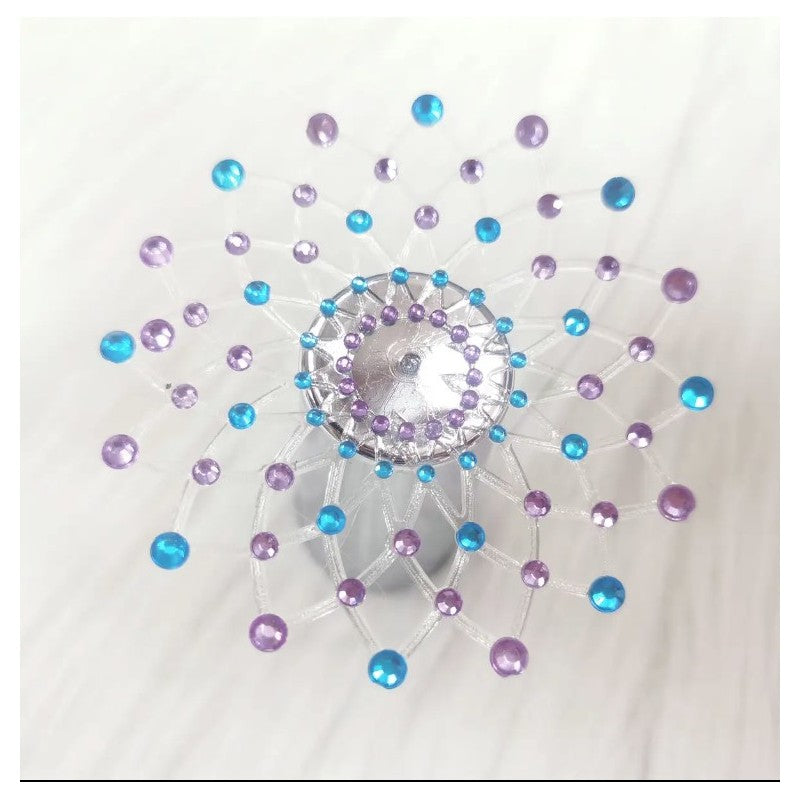 Paire de cache tétons adhésifs strass bleu et violet
