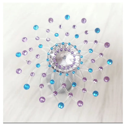 Paire de cache tétons adhésifs strass bleu et violet