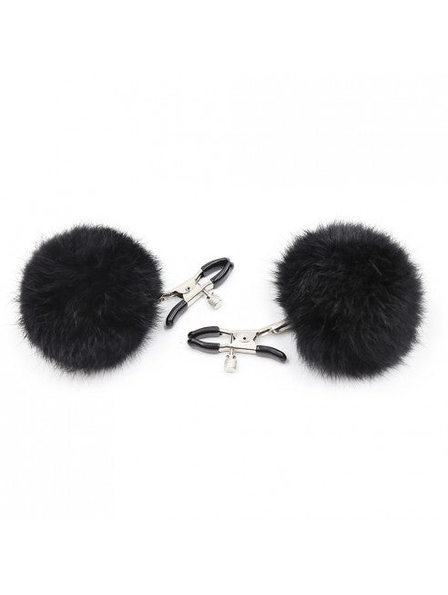 Pinces à seins avec pompoms noires