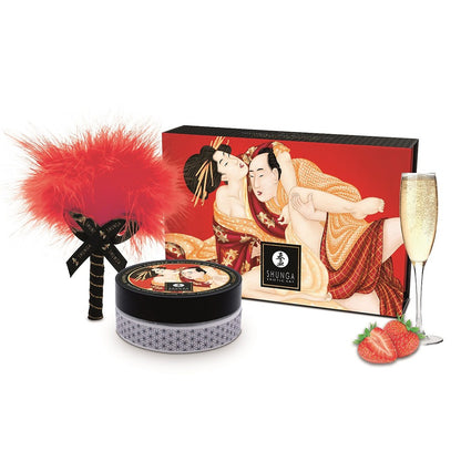 Mini Coffret poudre corporelle framboise et plumeau assorti